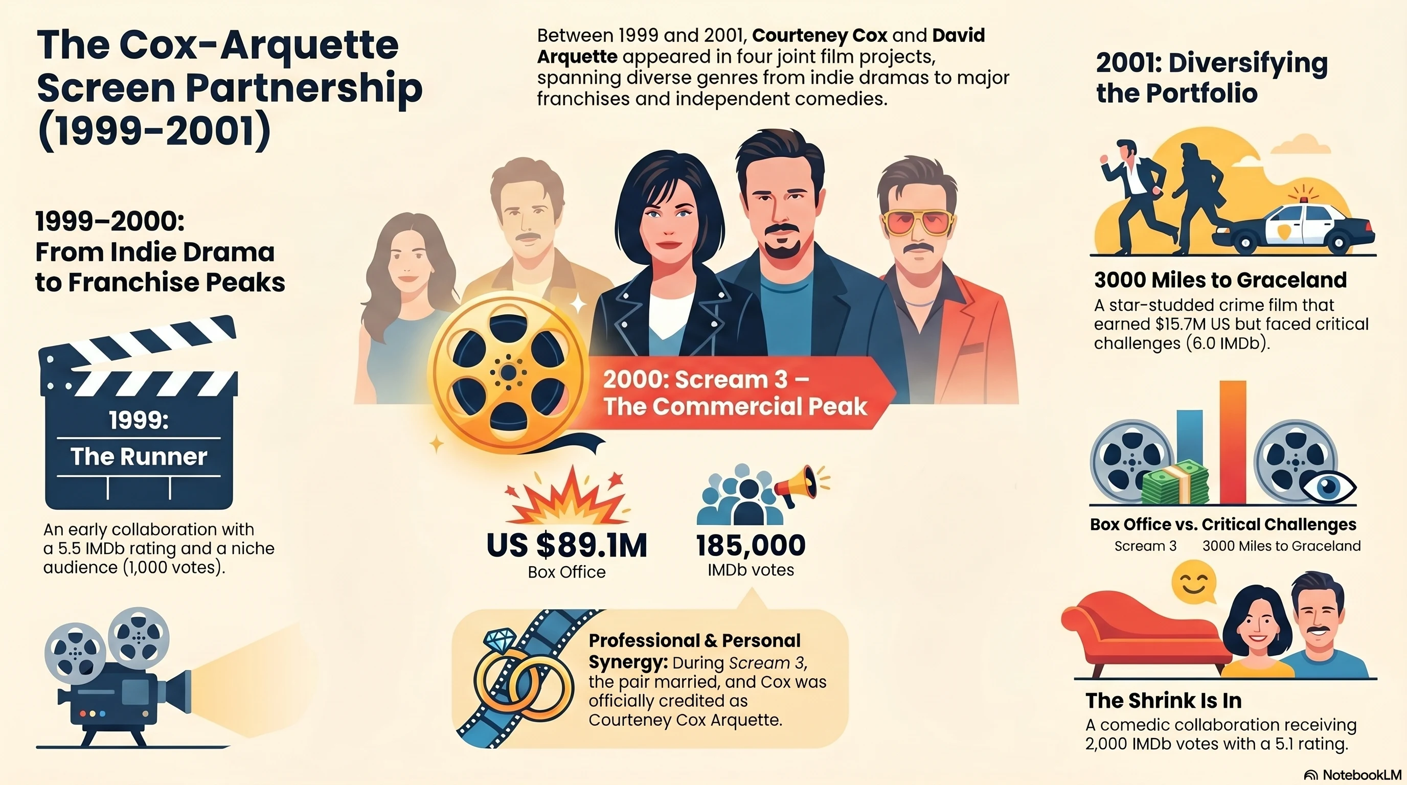 Courteney Cox & David Arquette (2000) - career infographic