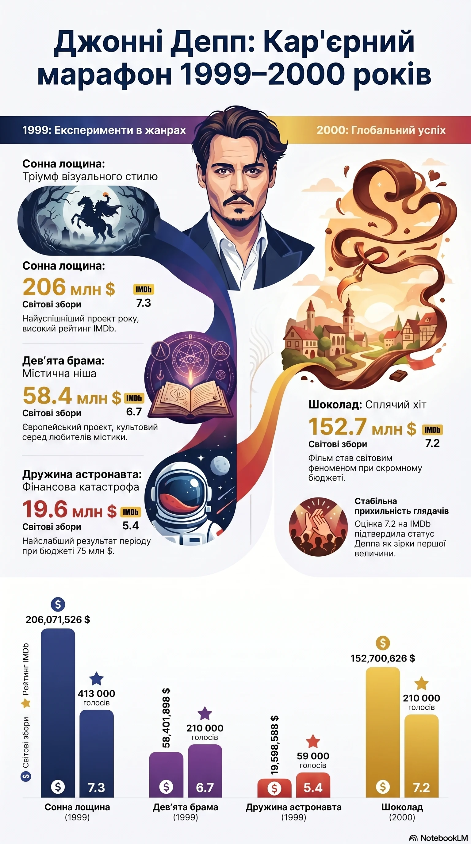 Джонні Депп (2000) - інфографіка кар'єри