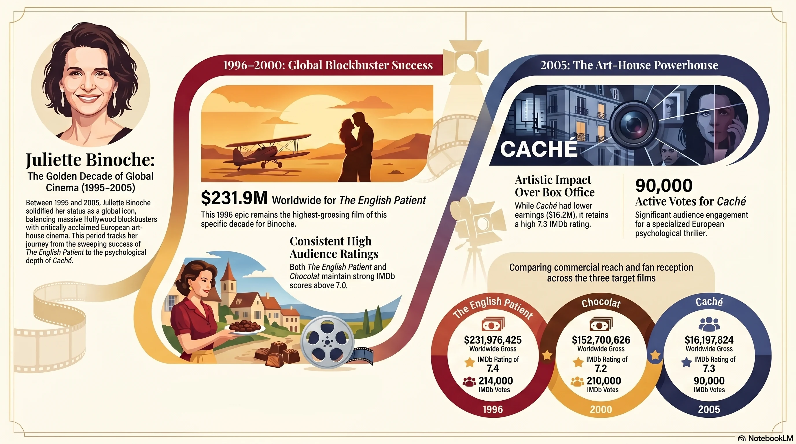 Juliette Binoche (2000) - career infographic
