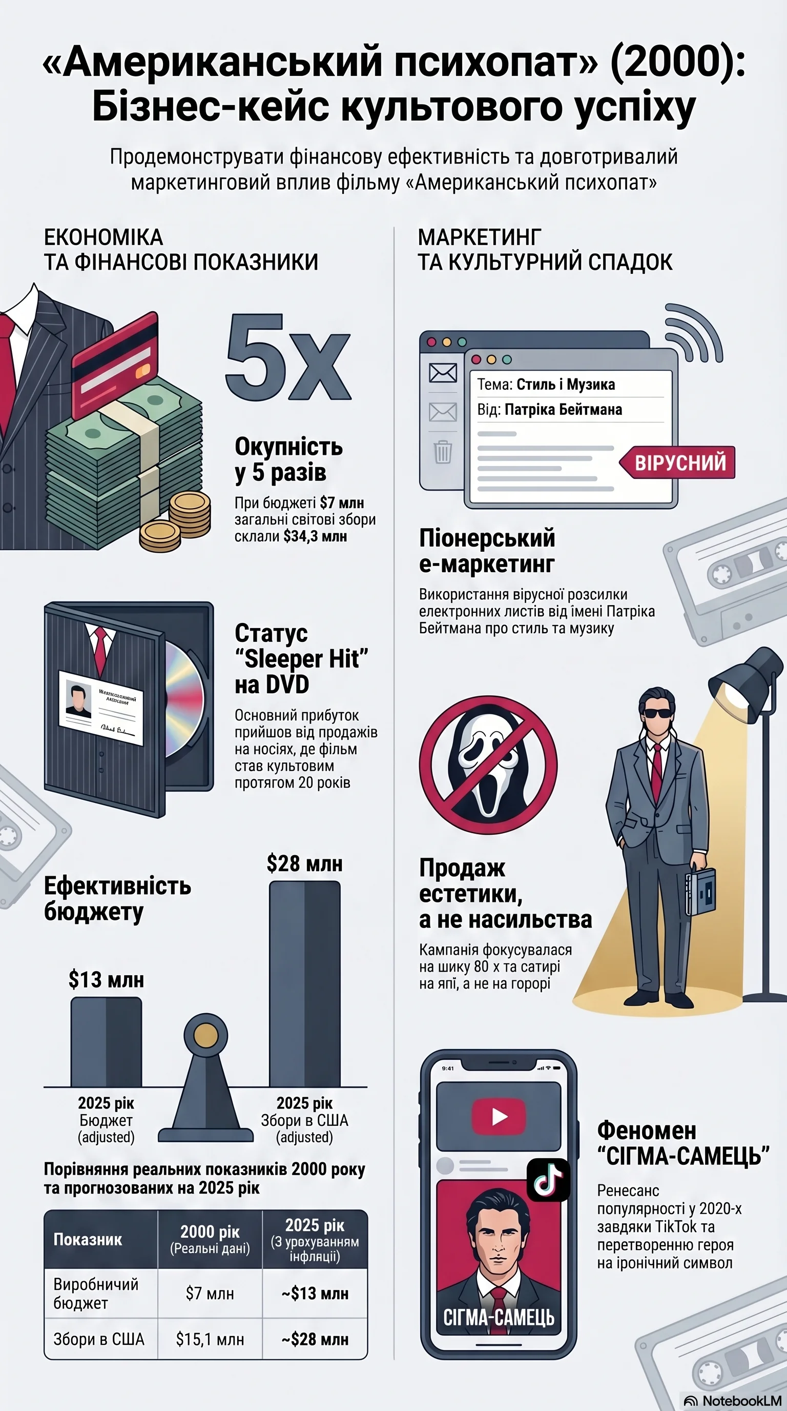 Американський психопат (2000) — Інфографіка фільму