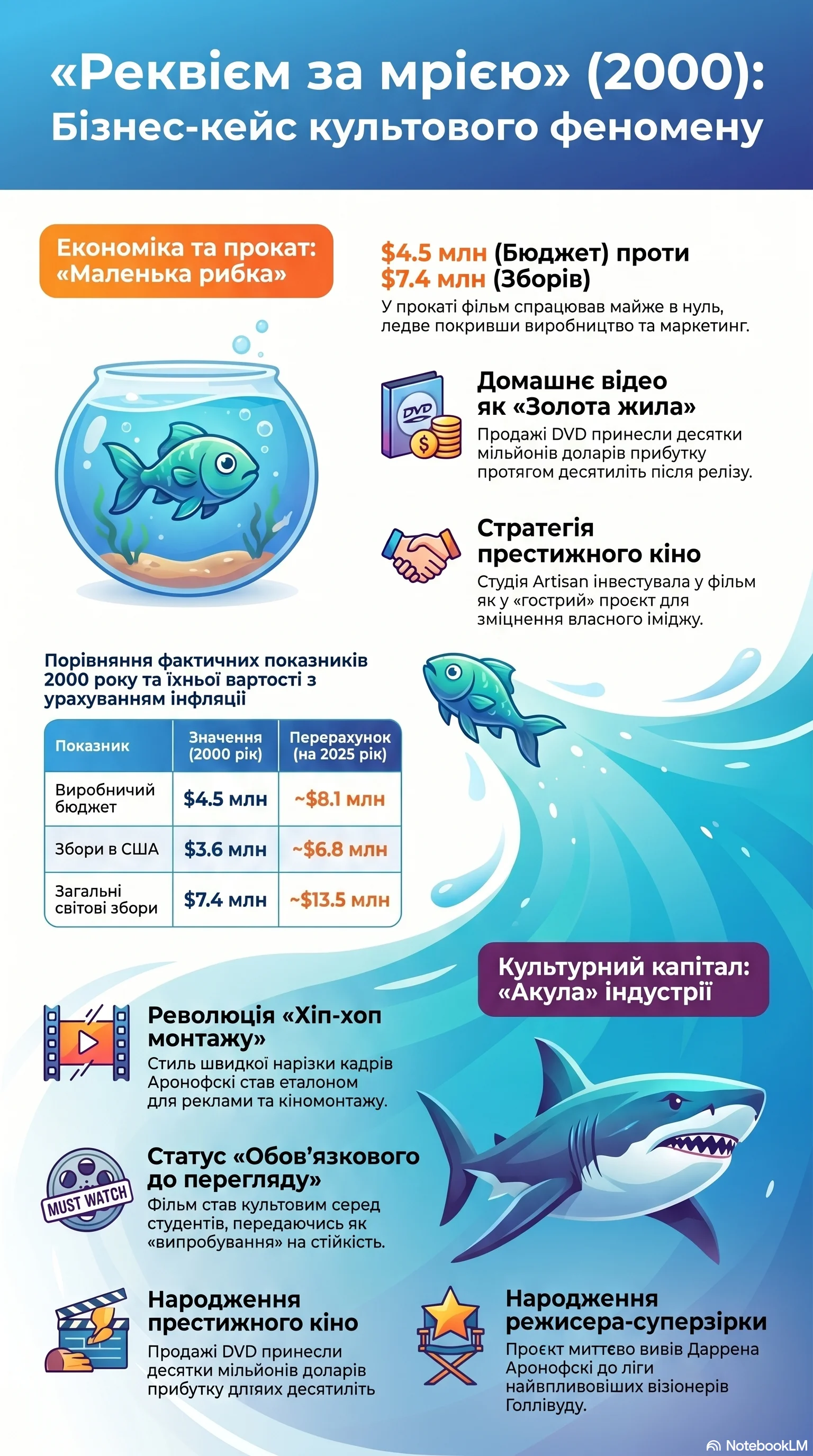 Реквієм за мрією (2000) — Інфографіка фільму