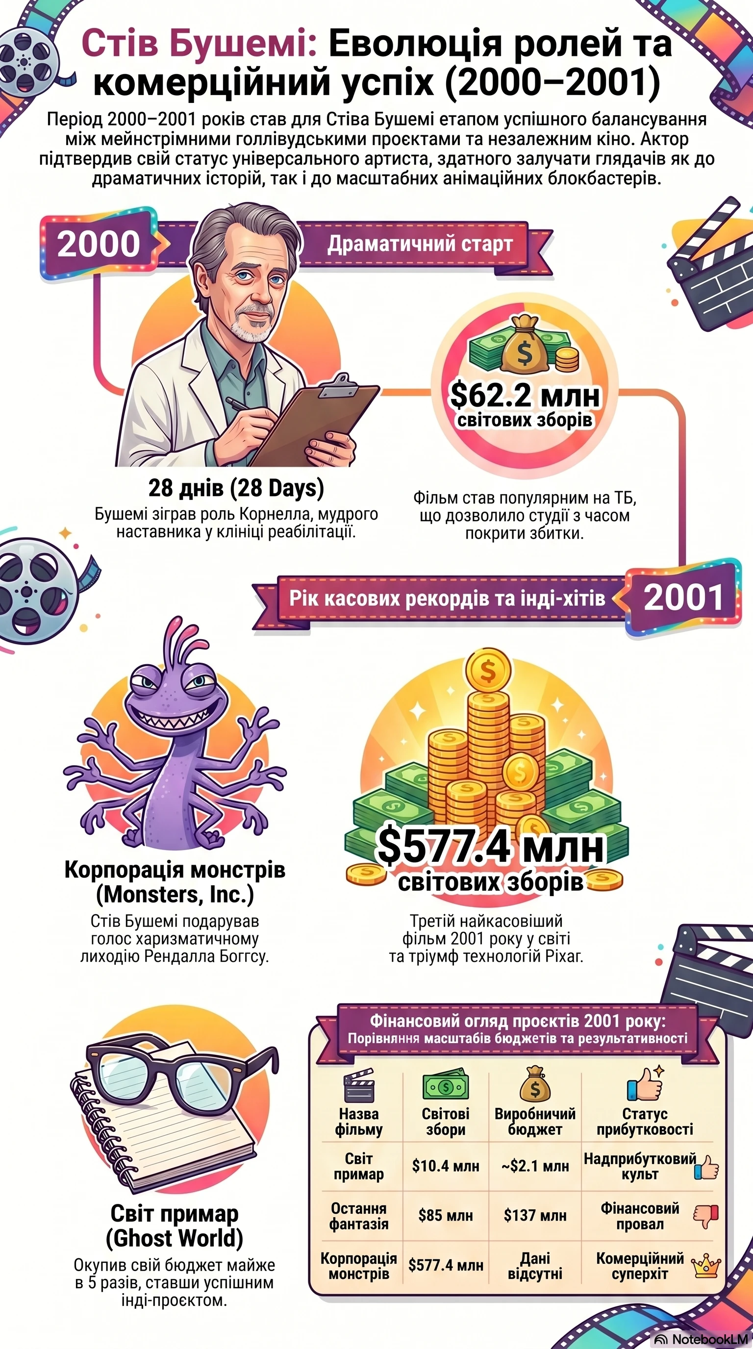 Стів Бушемі (2000) - інфографіка кар'єри
