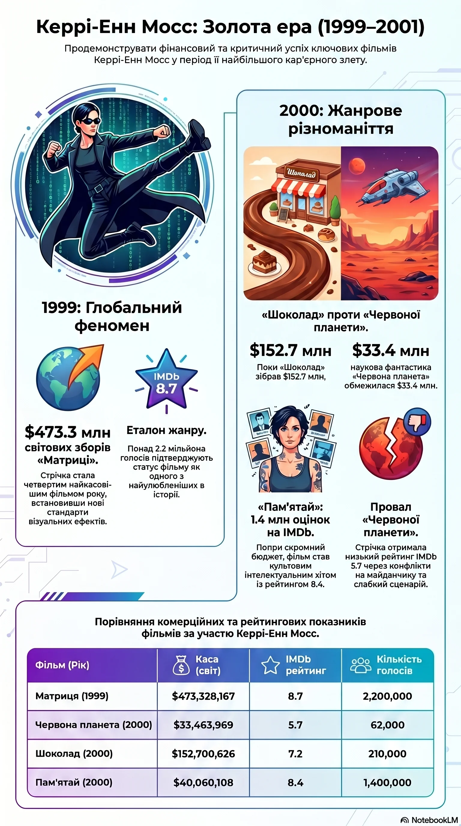 Керрі-Енн Мосс (2000) - інфографіка кар'єри