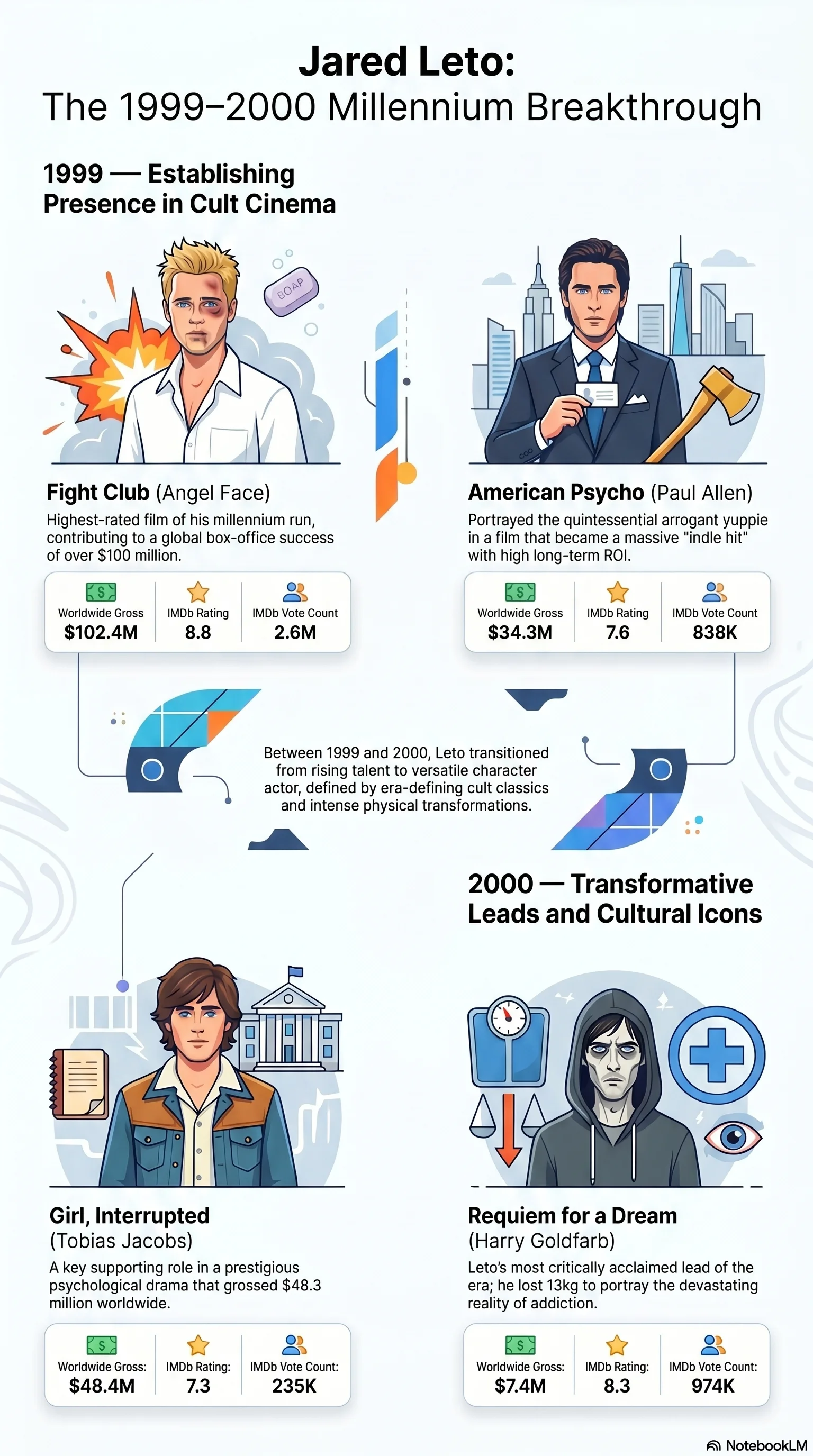 Jared Leto (2000) - career infographic