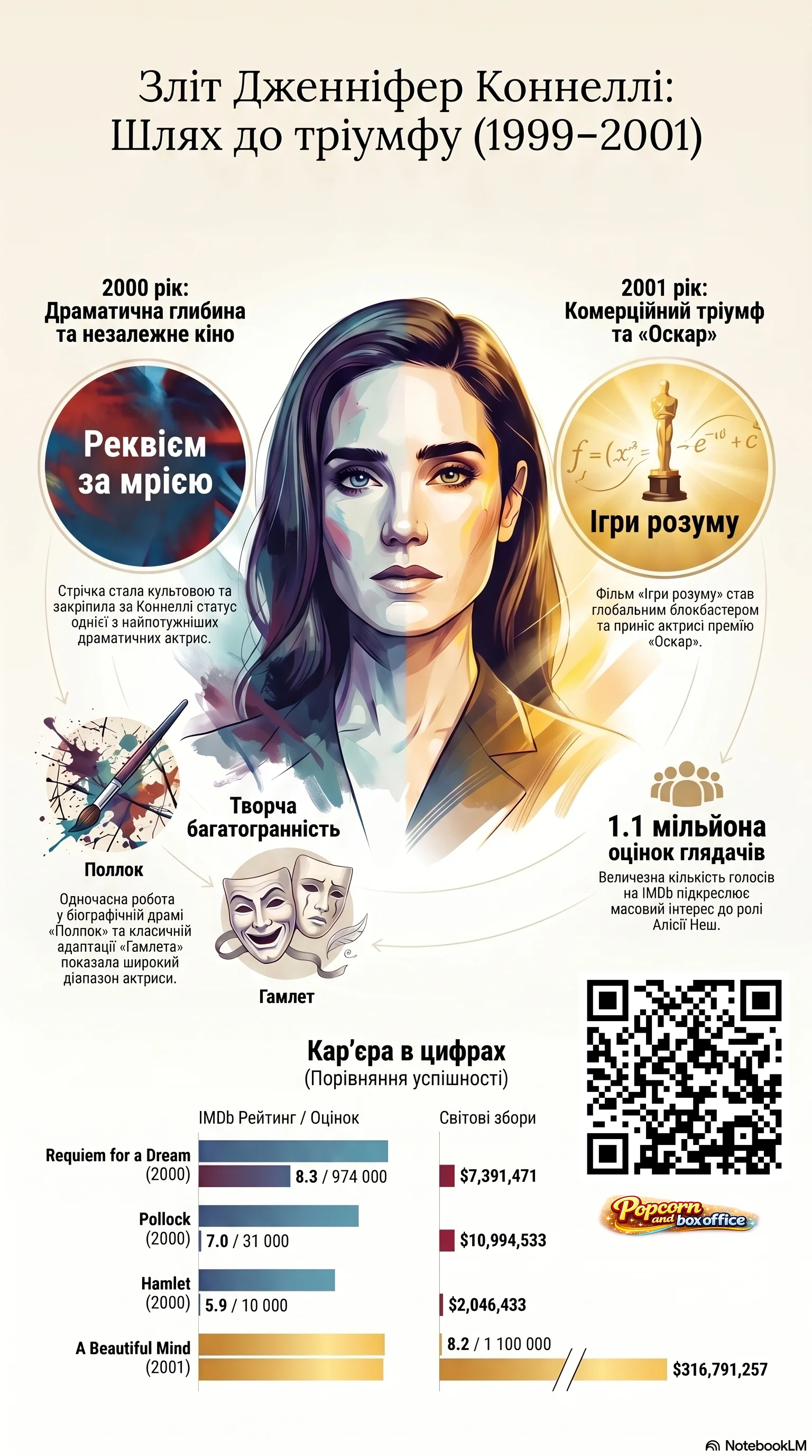 Дженніфер Коннеллі (2000) - інфографіка кар'єри